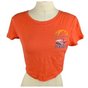Shift Juniors' Cropped Graphic T-shirt Orange Nast Size M Short Sleeve